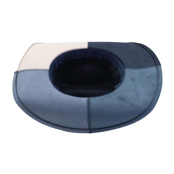 5856 Denim Cowboy Hat For Women Men Big Brim Suede Patchwork Cowgirl Hat - Picture 5 of 6